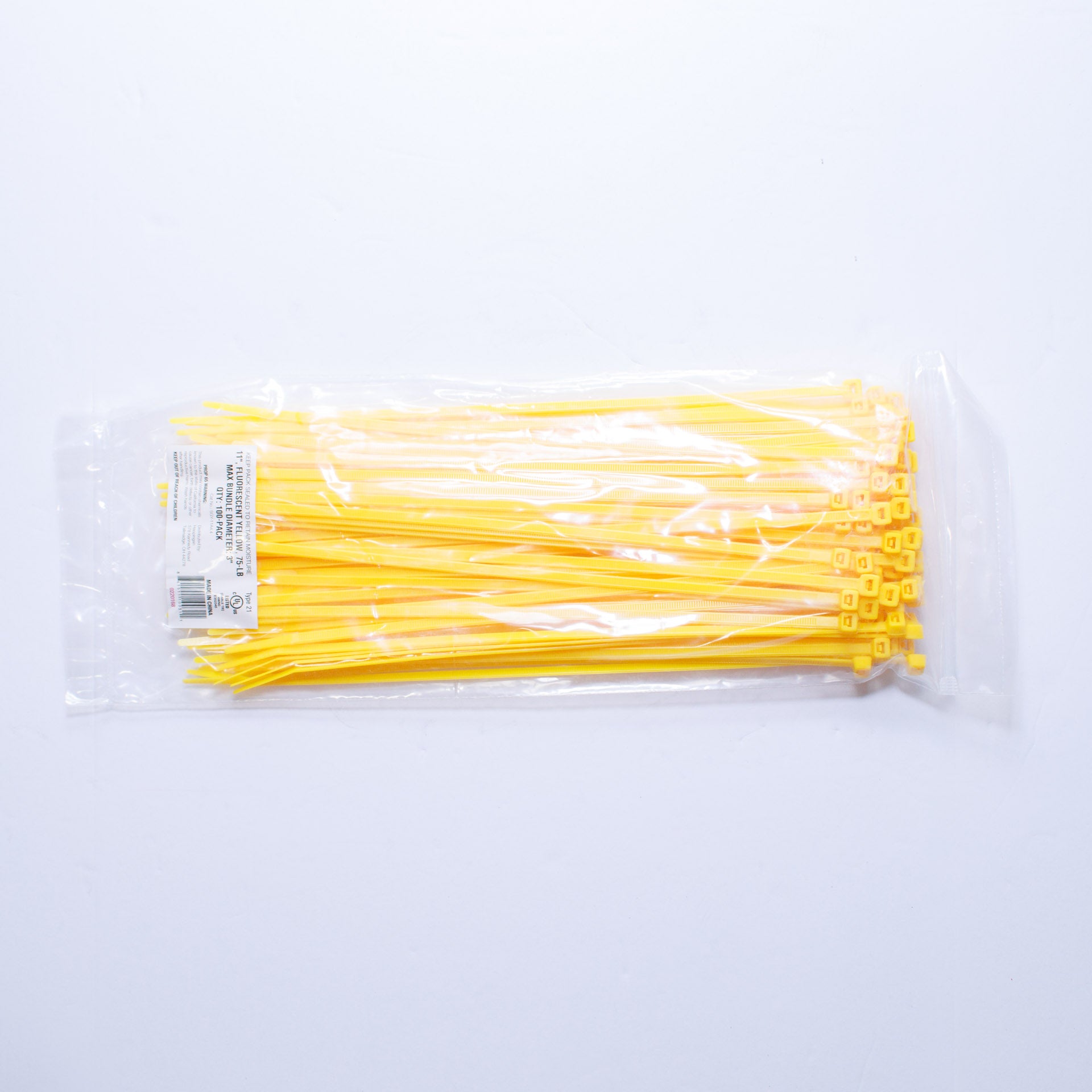 11" Fluorescent Yellow Zip Ties
